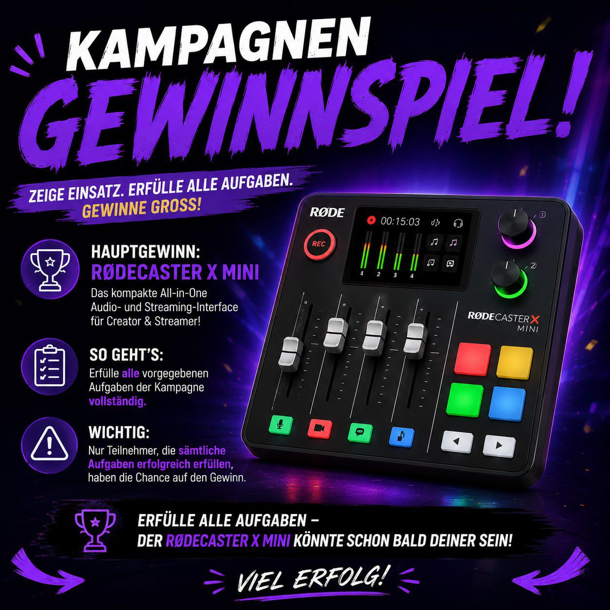 Kampagnen Gewinnspiel Rodecaster X Mini